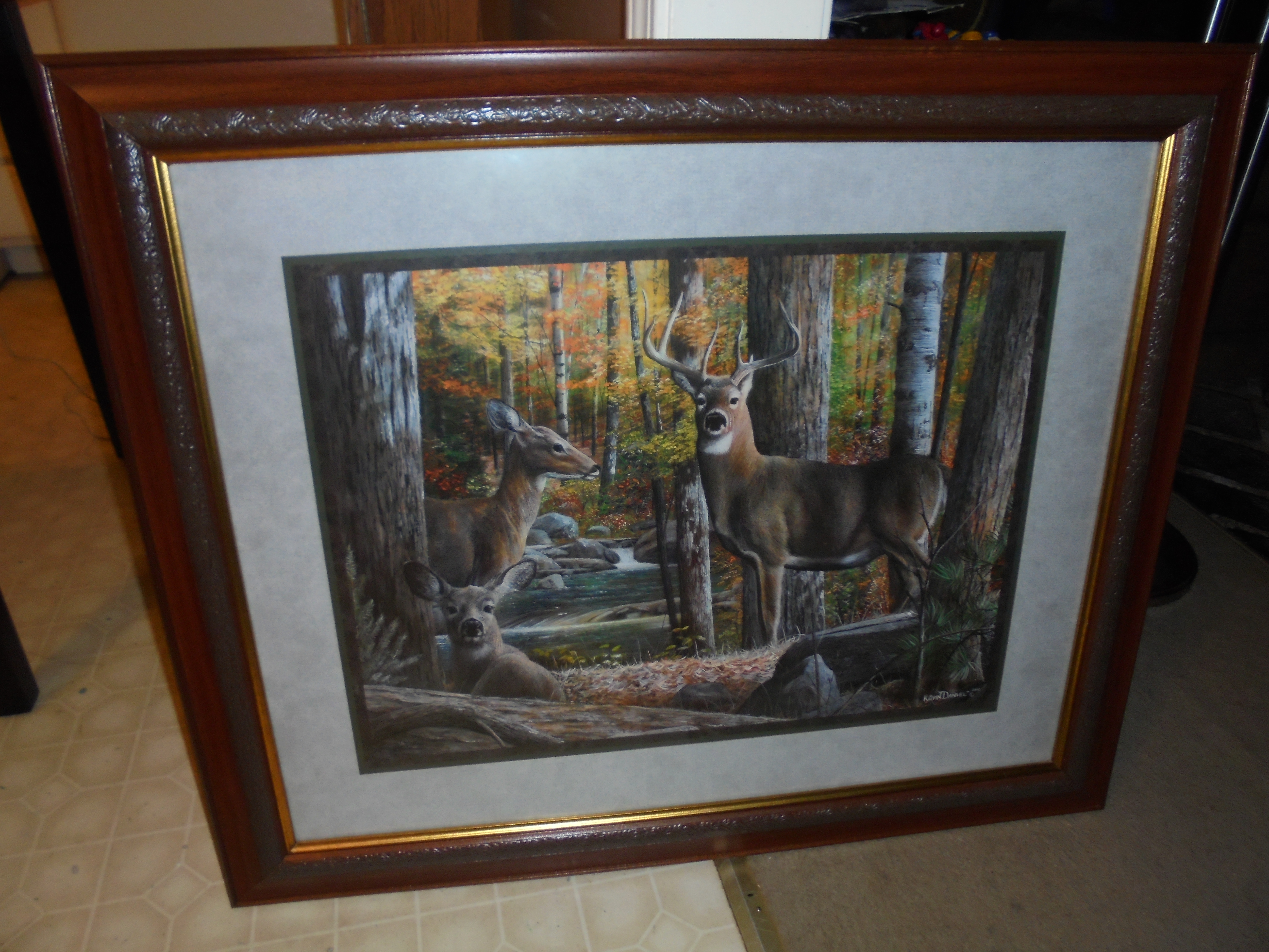 lot 492 image: LARGE DEERBUCKS FRAMED ART