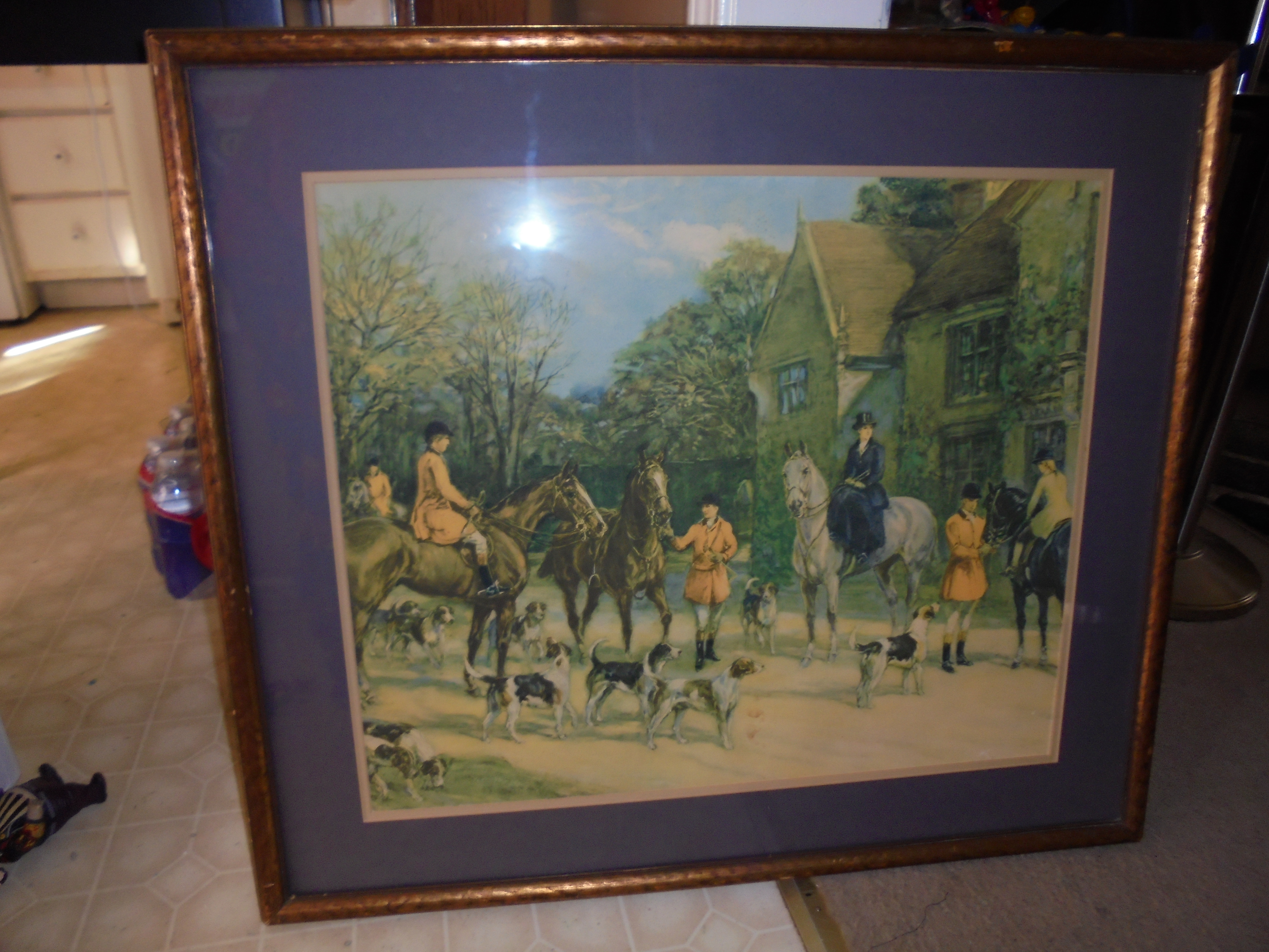 lot 122 image: HORSES & HUNTING DOGS FRAMED ART