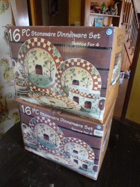 lot 958 image: 2 - 16 piece stoneware country Dishware sets