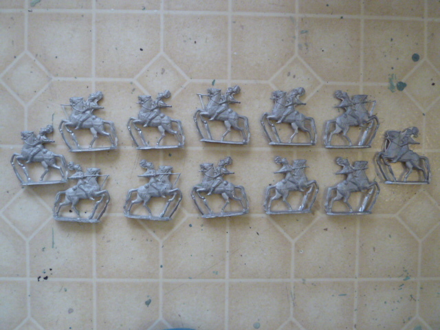lot 208 image: LOT OF 12 HEAVY METAL MEN ON HORSES FIGURES
