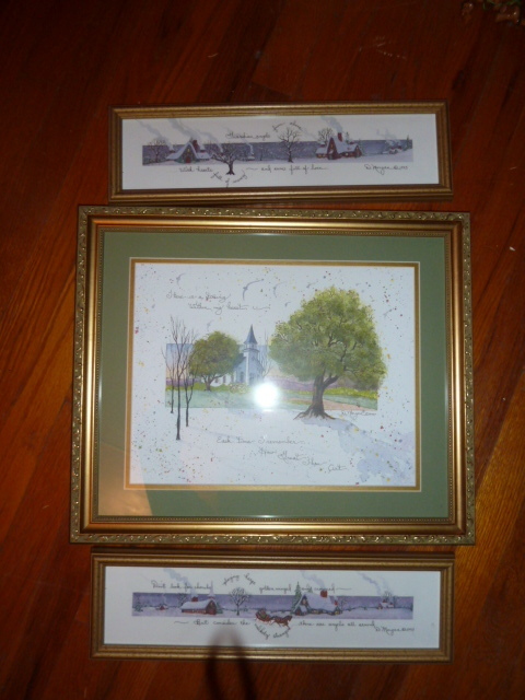 lot 6112 image: 3 FRAMED ART PIECES BY SAME ARTIST