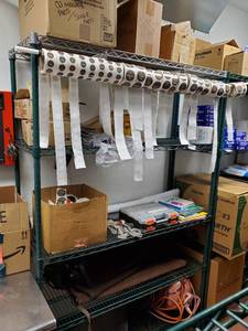 lot 23043 image: Green 5 Tier Metro Rack With Contents