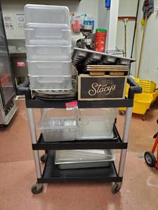 lot 23086 image: Plastic Cart On Casters With Contents