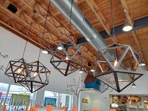 lot 23191 image: (4) Metal Hanging Lights