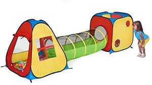 lot 3393 image: 3 in 1 Pop Up Play Tent with Tunnel, Ball Pit for Kids, Boys, Girls, Babies and Toddlers, IndoorOutdoor Playhouse hu
