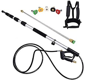 lot 3397 image: 4000 psi Commercial Grade Telescoping Pressure Washer Wand 24ft Extension Spray Building Cleaning Power with 5X Spray nozzles and Belt