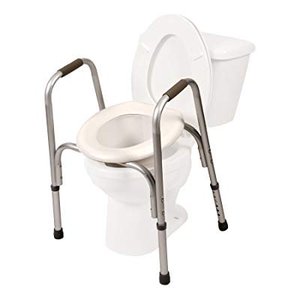 lot 3401 image: PCP Adjustable Raised Toilet Seat With Safety Frame, Silver Frost,