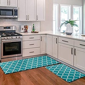 lot 3409 image: Kitchen Mat 2 PCS Cushioned Anti-Fatigue Kitchen Rug, Waterproof Non-Slip Kitchen Mats and Rugs Heavy Duty PVC Ergonomic Comfort Standing Foam Mat for Kitchen, Floor Home, Office, Sink, Laundry