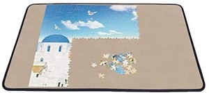 lot 3410 image: Becko Jigsaw Puzzle Board Portable Puzzle Mat for Puzzle Storage Puzzle Saver, Non-Slip Surface, Up to 1000 Pieces (BlueKhaki