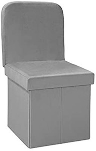 lot 3413 image: B FSOBEIIALEO Velvet Storage Ottoman with Seat Back, Folding Chair for Living Room, Room Organizer Storage Cubes, Toy Chest Storage Box (Grey, Med