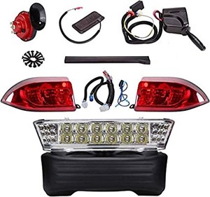 lot 3417 image: 10L0L Golf Cart Newest Deluxe Led Headlight and Tail Light Kit for 2004-2008 Club Car Precedent Carts with Turn Signals Switch Horn Brake Lights and 08.5-UP Bucket Harness (Must Input 12 Volts