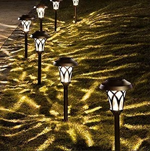 lot 3421 image: GIGALUMI Solar Pathway Lights 6 Pack, Solar Landscape Lights Warm White, Super Bright High Lumen Waterproof Metal Automatic Solar Yard Lights for Path, Garden, Lawn, Patio and Walkway