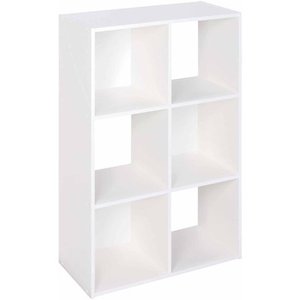 lot 3456 image: ClosetMaid 899600 6-Cube Stackable Laminate Organizer, White . small shipping ding on corner