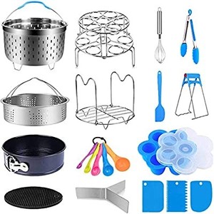 lot 3457 image: 18 Pcs Accessories for Instant Pot 5,6,8 Qt, Pressure Cooker Accessories Set, Steamer Basket Kitchen Tong Plate Gripper Egg Beater Springform Pan