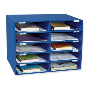 lot 3464 image: Classroom Keepers 10 Slot Mailbox, 3 x 10 x 12.5 Slots, Blue