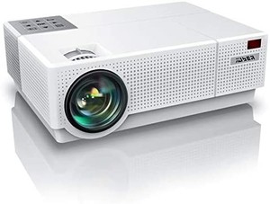 lot 3475 image: YABER Y31 Native 1920x 1080P Projector 7200L Upgrade Full HD Video Projector, �50° 4D Keystone Correction Support 4K, LCD LED Home Theater Projector Compatible with Phone,PC,TV Box,PS4 (White  power cord  remote  and projector. no other cords