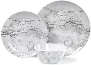 lot 3478 image: Melamine Dinnerware Set for 4-12 Piece Dinner Dishes Set for Camping Use, Lightweight Unbreakable and Dishwasher Safe not for microwave  salmon color