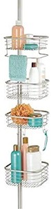 lot 3484 image: Mdesign Metal Bathroom Shower Constant Tension Pole Caddy, 4 Baskets