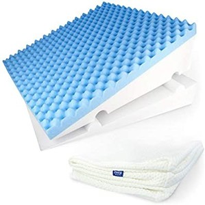 lot 3490 image: LUXELIFT Bed Wedge Pillow for Sleeping - Adjustable 12 inch or 8 inch height. Cooling Gel-Infused Memory Foam, Support Therapy Back & Leg Pillow. Back Pain, Injury, Acid Reflux, GERD, Sinus & Snoring