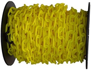 lot 3509 image: Mr. Chain - 50112 Reel Plastic Barrier Chain, 2 Diameter, 100 Length, Yellow