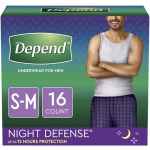 lot 3519 image: Depend Night Defense Incontinence Underwear for Men, Overnight, Size SmallMedium, 16 Count