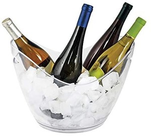 lot 3543 image: Ice Bucket Holder Chilling Tub for Indoor and Outdoor Use, Holds 4 Wine Bottles, 10.25, Clear