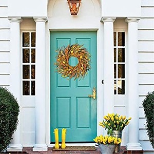 lot 3544 image: 13 inch Fall Wreath Front Door Wreath Grain Wreath Harvest Gold set of 2