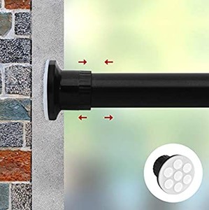 lot 3546 image: Room Divider Tension Curtain Rod, Tension Shower Curtain Rods, Premium Tension Windows Curtain Rods,No Drilling,Adjustable Bathroom Stall Tension Pole-Black 43-73Inch white