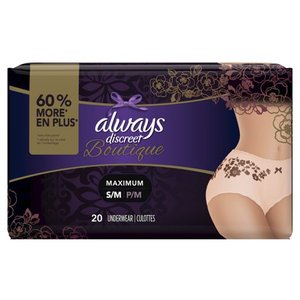 lot 3555 image: Always Discreet Womens Boutique Incontinence Underwear - SM - 20ct, Buff Beige