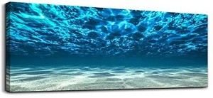 lot 3557 image: Print Artwork Blue Ocean Sea bedroom Wall Art Decor Poster Artworks For living room Canvas Prints Picture Seaview Bottom View Beneath Surface Pictures Painting Canvas Modern Seascape Home Office Decor