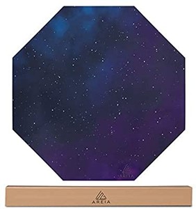 lot 3565 image: Office Gaming Computer Chair Mat, Octagon 47.2x 47.2, Floor Protector, Noise Cancelling, Black with Space Design, Fabric Rubber, Anti-Slip