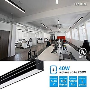 lot 3636 image: Linkable LED Linear Light, 40W(230W Eqv.), UL Listed, 4600lm CRI 80, Dimmable Suspension Lighting Fixture, 4000K Cool White for Office, Market, Garage
