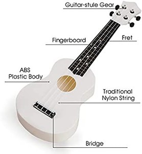 lot 37296 image: Soprano Ukulele Hawaiian Guitar Musical Instrument with Nylon Strings for Students Beginners Kids Students,