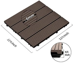 lot 37302 image: PANDAHOME 1 PCS Wood Plastic Composite Patio Deck Tiles, 12��x12�� Interlocking Decking Tiles, Water Resistant for Indoor & Outdoor, 1 sq. ft - Mocha Sample
