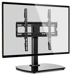 lot 37310 image: Universal TV Stand Base Table Top TV Stand Swivel Mount for Most 27-55 inch LCD LED TVs, Height Adjustable TV Replacement Stand with Black Tempered Glass Base and Cable Management, VESA 400x400mm