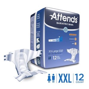 lot 37311 image: Attends Bariatric Briefs, Incontinence Briefs Heavy Absorbency, XXL, 12 Count