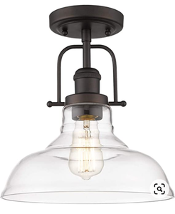 lot 37331 image: FEMILA Semi Flush Mount Ceiling Light, Farmhouse Close to Ceilight Lighting Fixture, Oil Rubbed Bronze Finish, Clear Glass Pendant Lamp Shade, 4FY09-F ORB