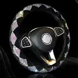 lot 37343 image: Car Bling Steering Wheel Cover for Women Sunflower, Universal 15 Inch Rhinestone Diamond Crystal Auto Accessories Anti-Slip Wheel Protector Winter (Rhombus Colorful Diamond)
