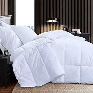 lot 37345 image: ENITYA White Comforter Duvet Insert- 350 GSM Down Alternative Quilted Comforter, Box Stitched, Hypoallergenic, Microfiber Fill, Machine Washable, Warm for All-Season (King, White)