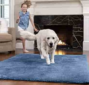lot 37348 image: Gorilla Grip Original Faux-Chinchilla Area Rug, 5x8 FT, Many Colors, Soft Cozy Pile Washable Kids Carpet, Rugs for Floor, Luxury Shag Carpets for Home, Nursery, Bed and Living Room, Blue