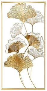 lot 37358 image: Lulu Home Metal Wall Decor, 39 X 20 Golden Ginkgo Leaf Wall Hanging Decor with Frame, Golden Metal Art Wall Sculpture for Living Room, Office, Study, Large