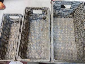 lot 37389 image: 3 Rustic Woven Storage Bins