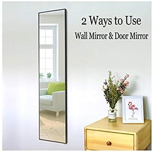 lot 37416 image: NeuType Rectangle Wall-Mounted Mirror Full Length Dressing Mirror Hanging or Leaning Against Wall (48 x 14, White)