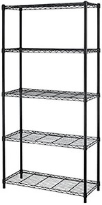 lot 37417 image: BestOffice 5-Shelf Home-Style Black Steel Wire Shelving 36 by 14 by 72-inch Storage Rack 5