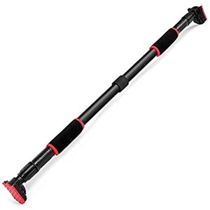 lot 37425 image: Odoland Doorway Pull Up and Chin Up Bar, No Screws Upper Body Workout Pull Up Bar for Home Gym Exercise Fitness, Adjustable Width of 33-51.