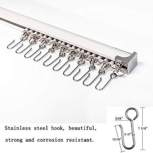 lot 37478 image: TOM TOOL 3.6ft-10.8ft Upgraded Aluminum Curtain Track, Ceiling Track System with 90 Degree Corner Bends, Windows and Room Divider with Runners and Hooks(White)