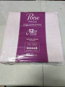 lot 37485 image: Poise Incontinence Pads For Women, Ultimate Absorbency, Long, Original Design...