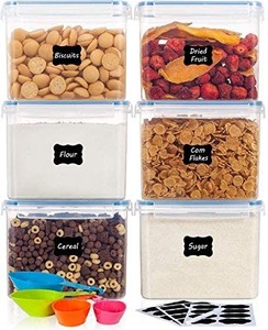 lot 37486 image: Airtight Food Storage Containers with Lids- HOOJO 6 Pcs (5.2L) Plastic Containers for Flour, Cereal and Bulk Dry Food, BPA Free Storage Containers for Kitchen Pantry and Snacks, Blue