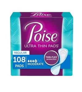 lot 37489 image: Poise Thin-Shape Incontinence Pads, Moderate Absorbency, Regular