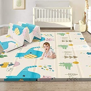 lot 50447 image: Gimars XL BPA Free 0.6 in Reversible Foldable Baby Play Mat, Waterproof Thick Foam Floor Baby Crawling Mat